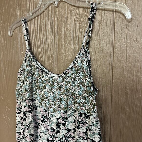 Natural Life Women's Journey Boho Black Floral Jumpsuit Size XS/S Pockets Summer - Picture 2 of 7